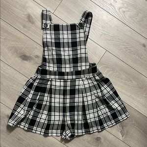 Black and White Jumpsuit with Classic Tartan Design